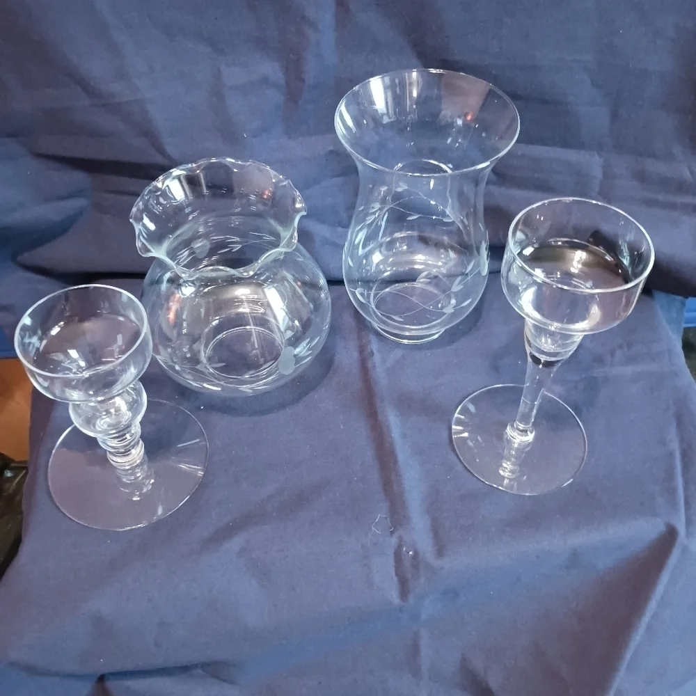 Princess house heritage  set of 2 crystal candle holder